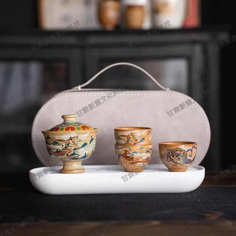 飞天敦煌-盖碗旅行茶具 第 2 张图，共 3 张